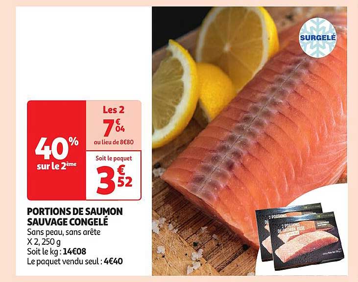 PORTIONS DE SAUMON SAUVAGE CONGELÉ