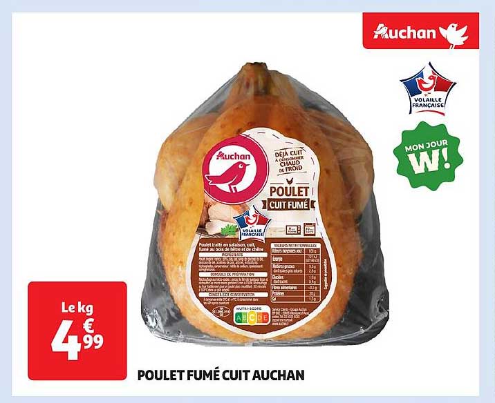 POULLET FUMÉ CUIT AUCHAN