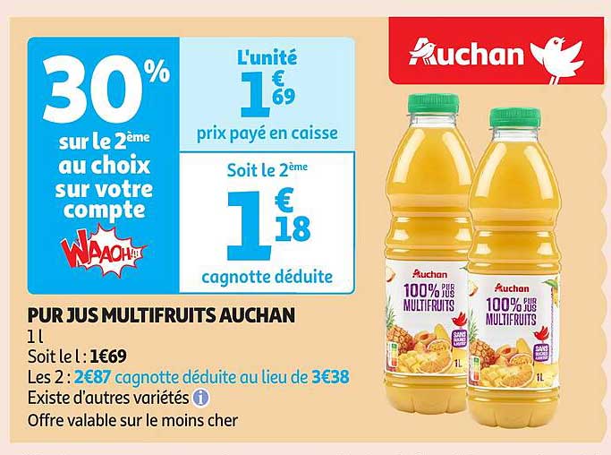 PUR JUS MULTIFRUITS AUCHAN