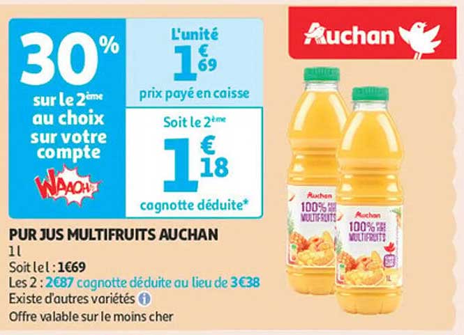 PUR JUS MULTIFRUITS AUCHAN