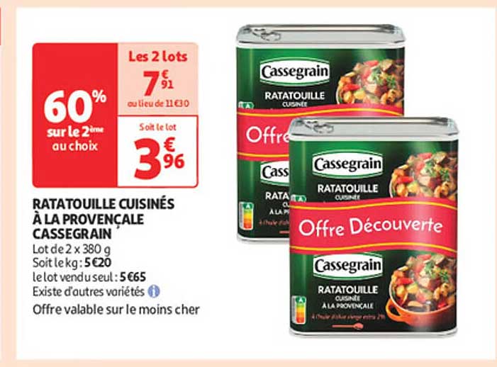 Ratatouille cuisinés à la provençale Cassegrain