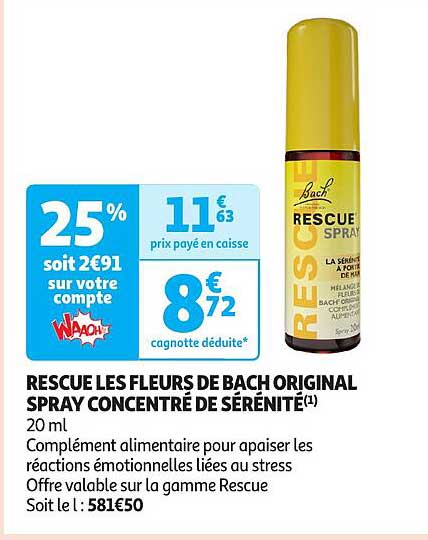 RESCUE LES FLEURS DE BACH ORIGINAL SPRAY CONCENTRÉ DE SÉRÉNITÉ