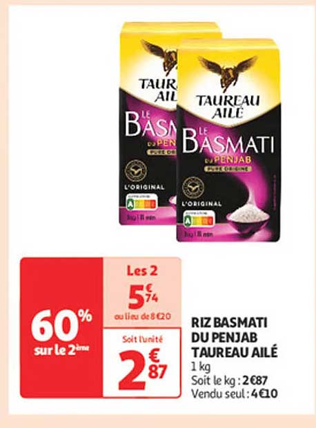 RIZ BASMATI DU PENJAB TAUREAU AILÉ