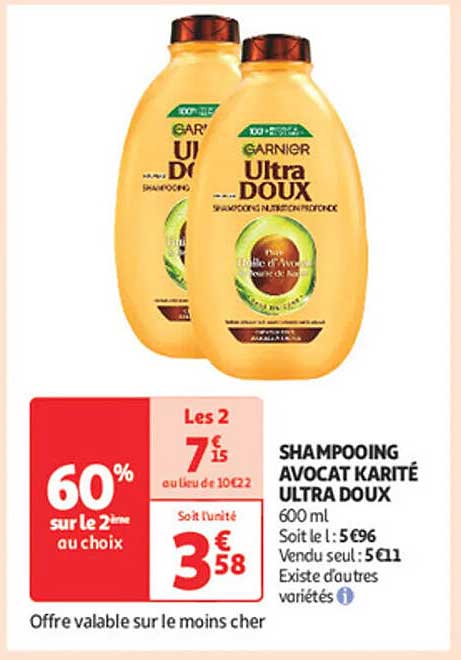 SHAMPOOING AVOCAT KARITÉ ULTRA DOUX