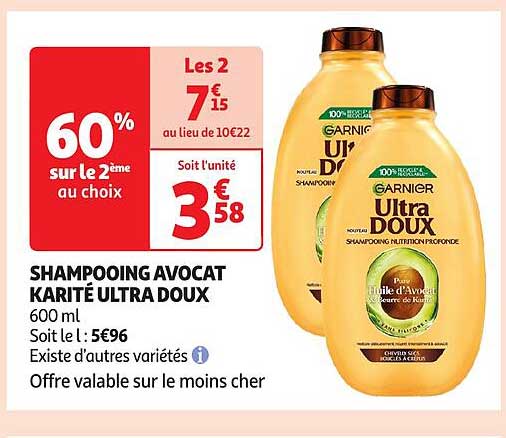 SHAMPOOING AVOCAT KARITÉ ULTRA DOUX