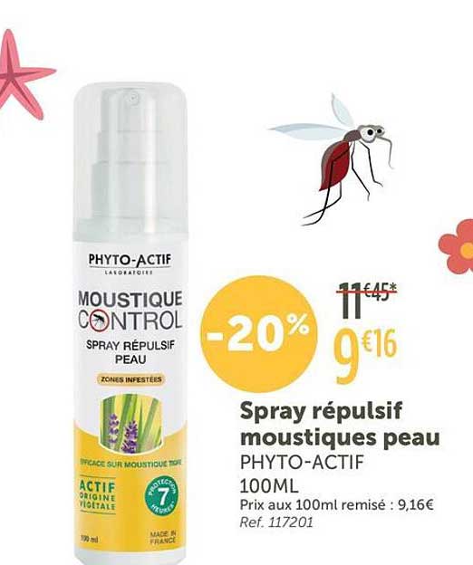 Spray répuslip moustiques peau PHyto-Actif 100ML