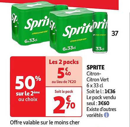 SPRITE Citrón-Citron Vert 6 x 33 cl