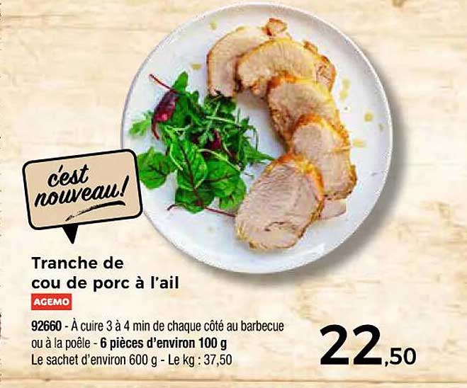 Tranche de cou de porc à l'ail