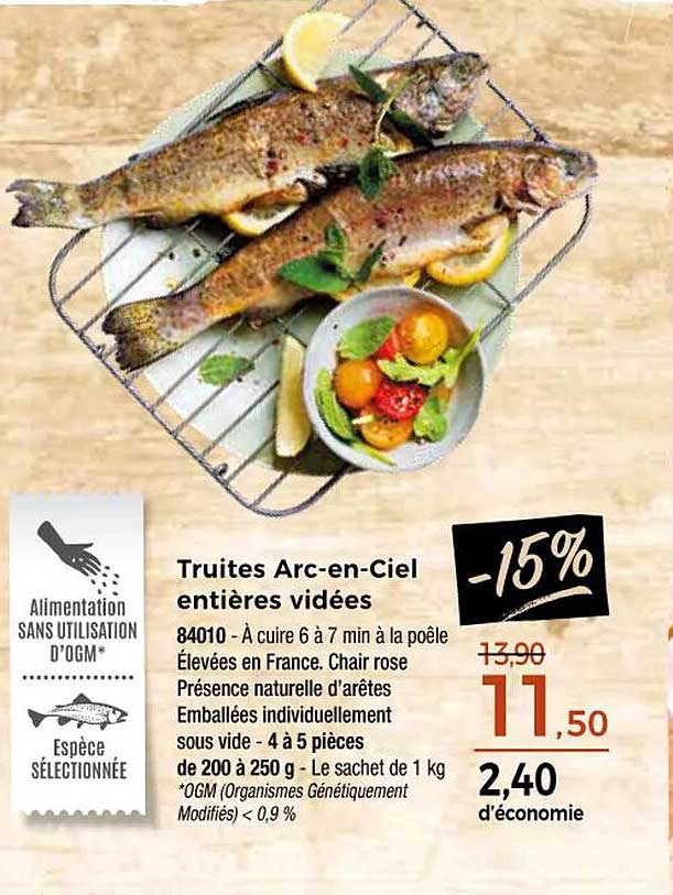 Truites Arc-en-Ciel entières vidées