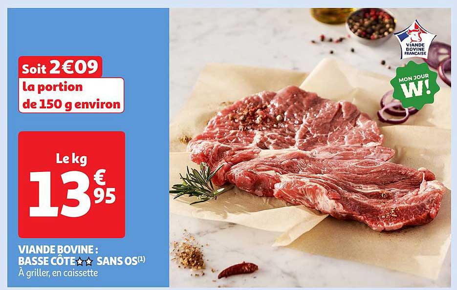 VIANDE BOVINE : BASSE CÔTE SANS OS
