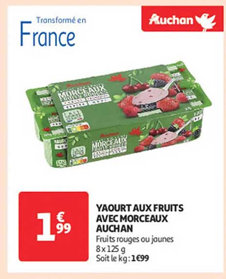 YAOURT AUX FRUITS AVEC MORCEAUX AUCHAN
