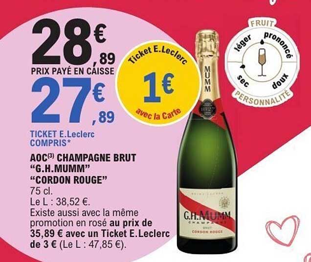 AOC CHAMPAGNE BRUT “G.H.MUMM” “CORDON ROUGE”