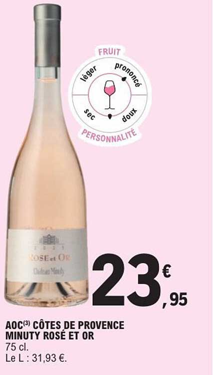 AOC(3) CÔTES DE PROVENCE MINUTY ROSÉ ET OR