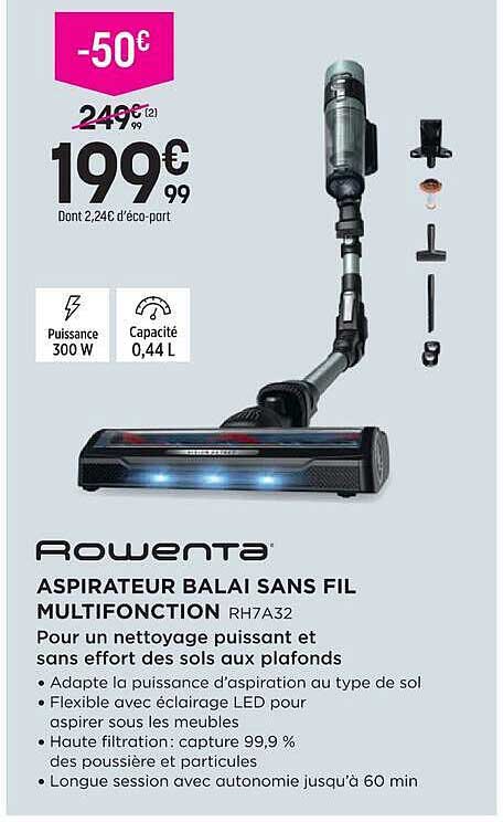 ASPIRATEUR BALAI SANS FIL MULTIFONCTION RH7A32