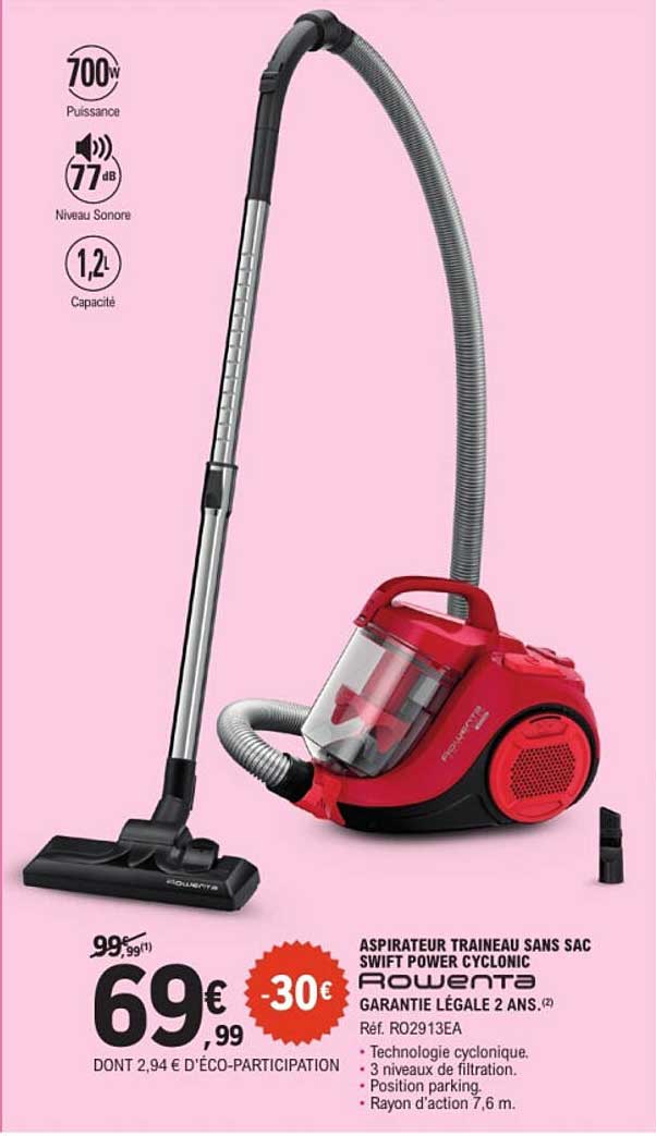 ASPIRATEUR TRAINEAU SANS SAC SWIFT POWER CYCLONIC ROWENTA