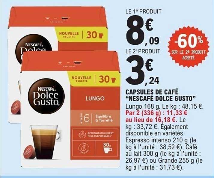 CAPSULES DE CAFÉ "NESCAFÉ DOLCE GUSTO"