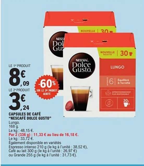CAPSULES DE CAFÉ “NESCAFE DOLCE GUSTO” Lungo. 168 g.