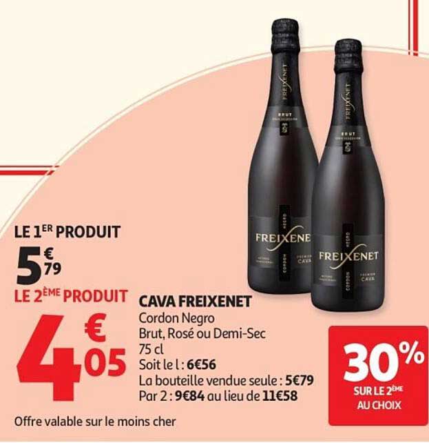 CAVA FREIXENET Cordon Negro Brut, Rosé ou Demi-Sec 75 cl