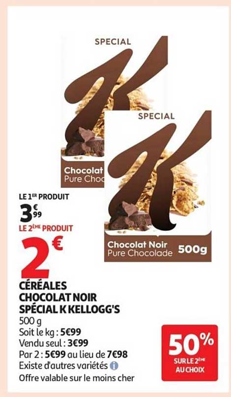 CÉRÉALES CHOCOLAT NOIR SPÉCIAL K KELLOGG'S 500 g