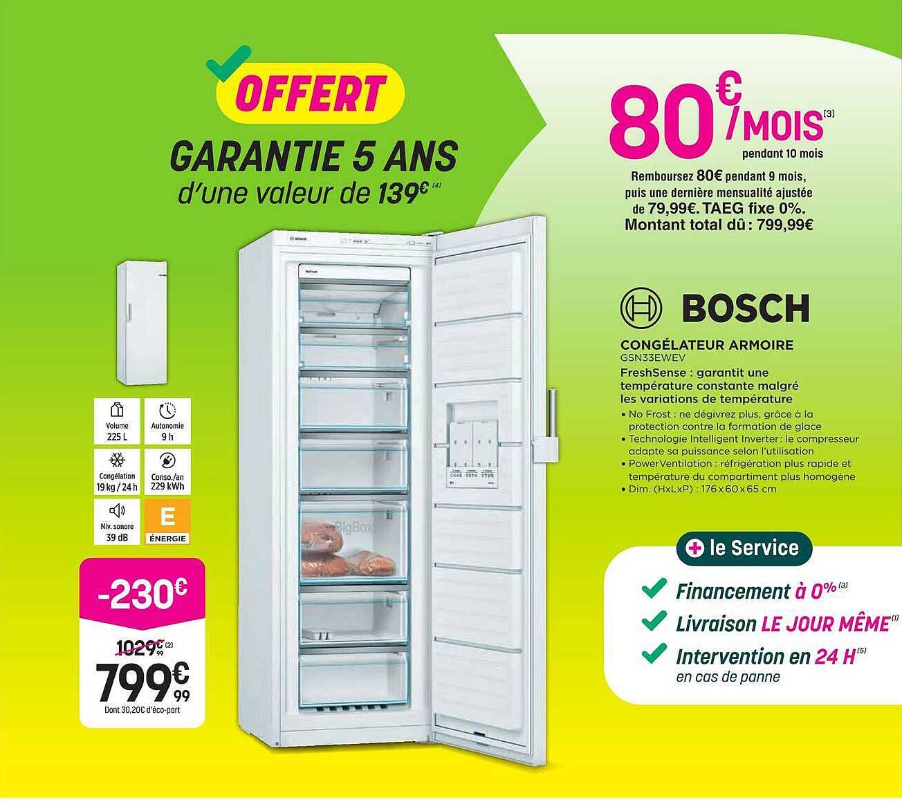 CONGÉLATEUR ARMOIRE GSN33WEV
