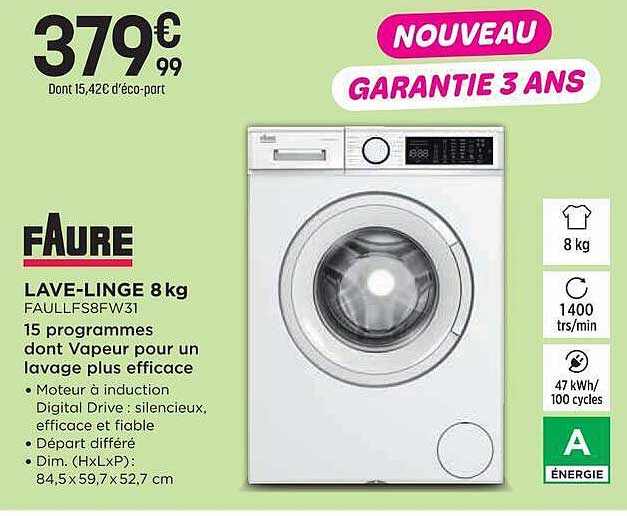 FAURE LAVE-LINGE 8 kg FAULFS8FW31