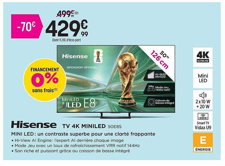 Hisense TV 4K MINILED 50E8S