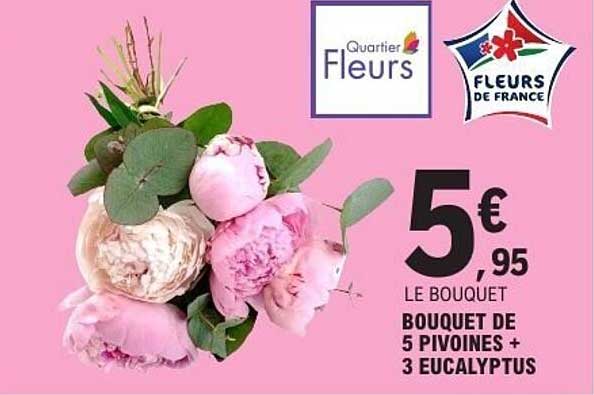 LE BOUQUET BOUQUET DE 5 PIVOINES + 3 EUCALYPTUS