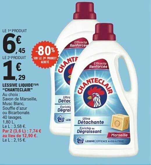 Lessive Chanteclair Promo Lessive Liquide «Chanteclair» chez E.Leclerc - 123Catalogue.fr