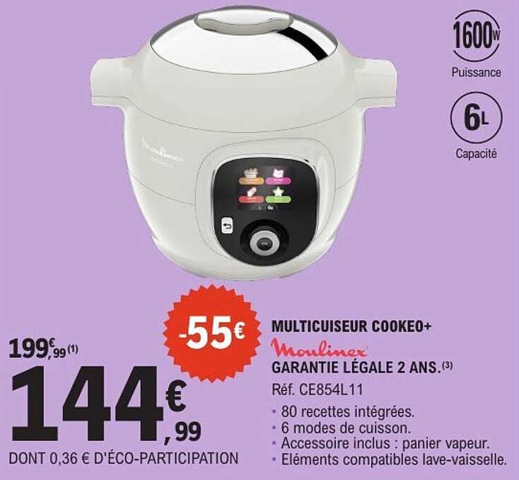 MULTICUISSEUR COOKEO+ Moulinex GARANTIE LEGALE 2 ANS
