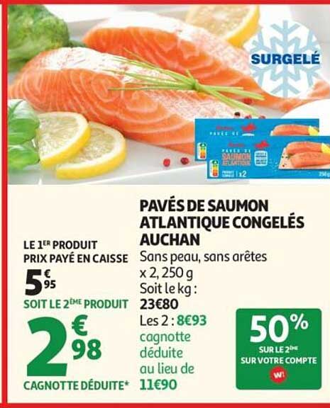 PAVÉS DE SAUMON ATLANTIQUE CONGELÉS AUCHAN