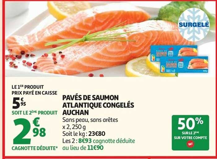PAVÉS DE SAUMON ATLANTIQUE CONGELÉS AUCHAN