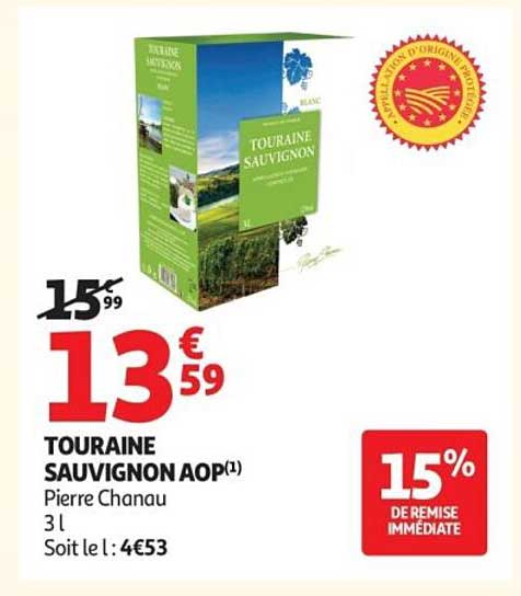 TOURAINE SAUVIGNON AOP(1) Pierre Chanau 3 l Soit le l : 4€53
