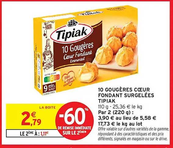10 GOUGÈRES CŒUR FONDANT SURGELÉES TIPIAK