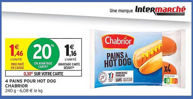 4 PAINS POUR HOT DOG CHABRIOR