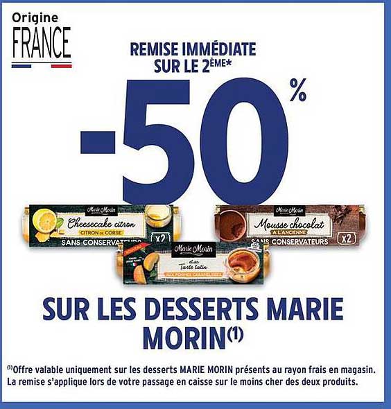 -50% SUR LES DESSERTS MARIE MORIN