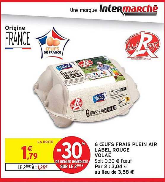 6 Œufs frais plein air LABEL ROUGE VOLAÉ
