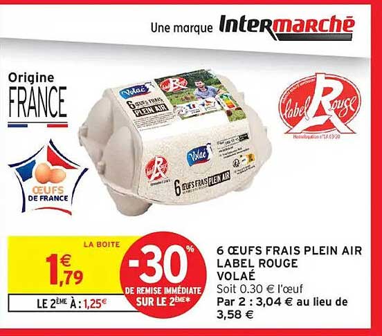 6 ŒUFS FRAIS PLEIN AIR LABEL ROUGE VOLAÉ