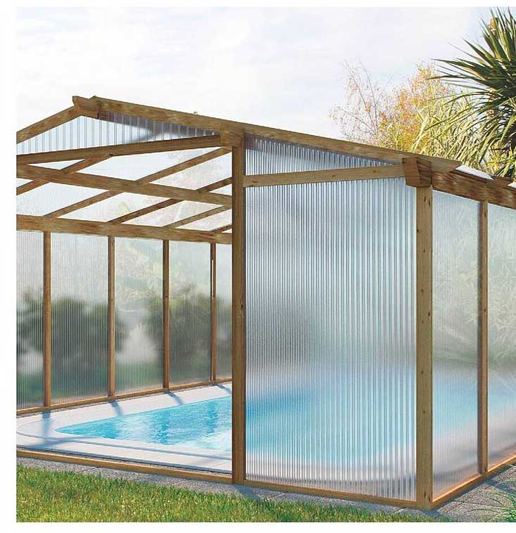 Abri de piscine en bois 3x6 m