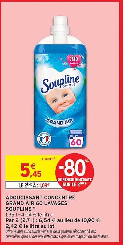 ADOUCISSANT CONCENTRÉ GRAND AIR 60 LAVAGES SOUPLINE