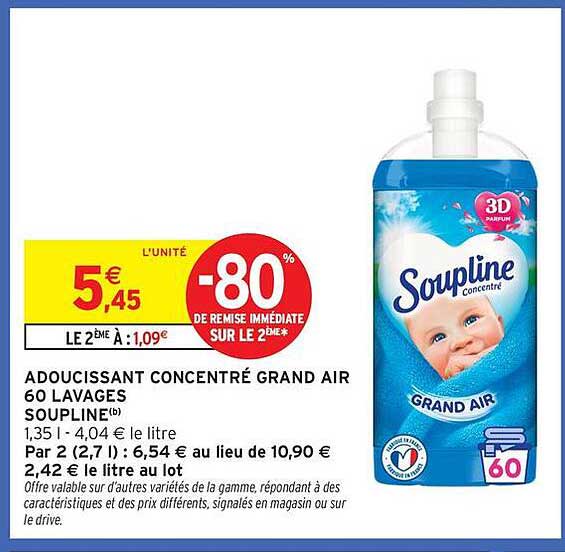 ADOUCISSANT CONCENTRÉ GRAND AIR 60 LAVAGES SOUPLINE