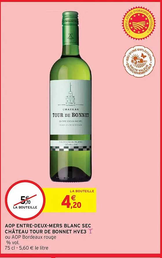 AOP ENTRE-DEUX-MERS BLANC SEC CHÂTEAU TOUR DE BONNET HVE3