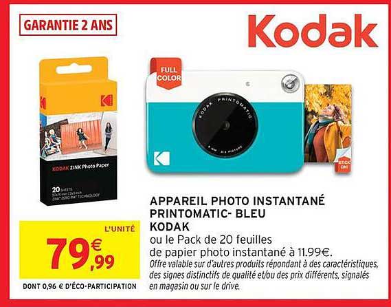 APPAREIL PHOTO INSTANTANÉ PRINTOMATIC- BLEU KODAK