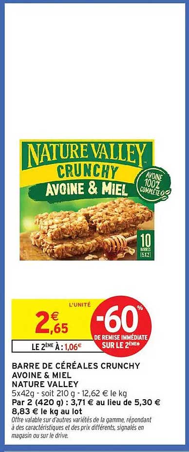 BARRE DE CÉRÉALES CRUNCHY AVOINE & MIEL