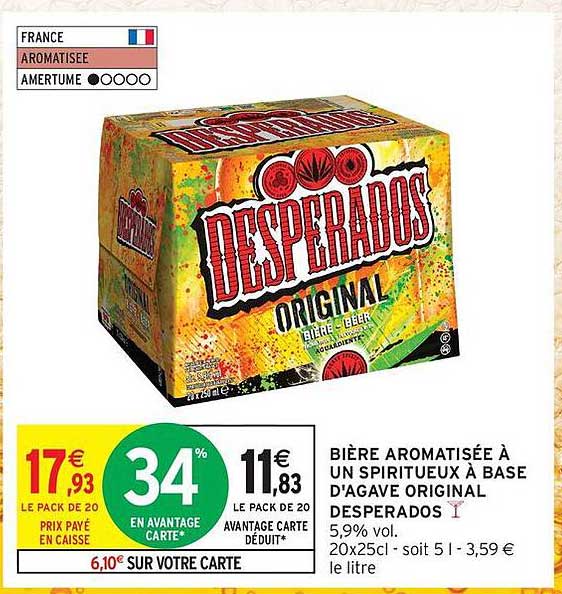 BIÈRE AROMATISÉE À UN SPIRITUEUX À BASE D'AGAVE ORIGINAL DESPERADOS