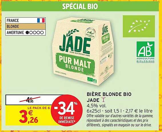 BIÈRE BLONDE BIO JADE