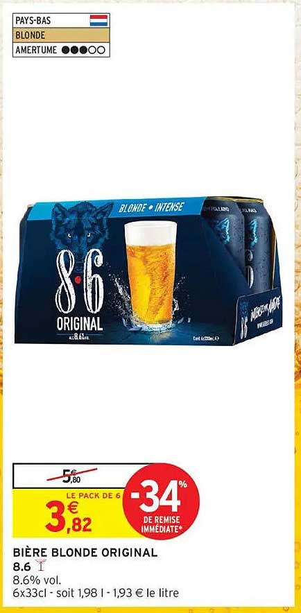 BIÈRE BLONDE ORIGINAL 8.6