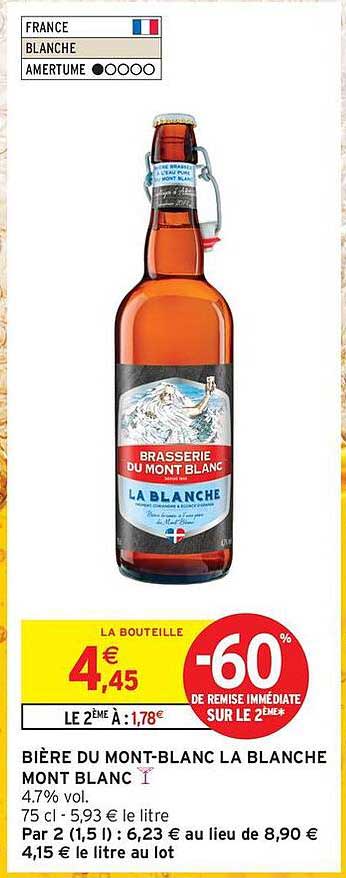BIÈRE DU MONT-BLANC LA BLANCHE MONT BLANC 4.7% vol.