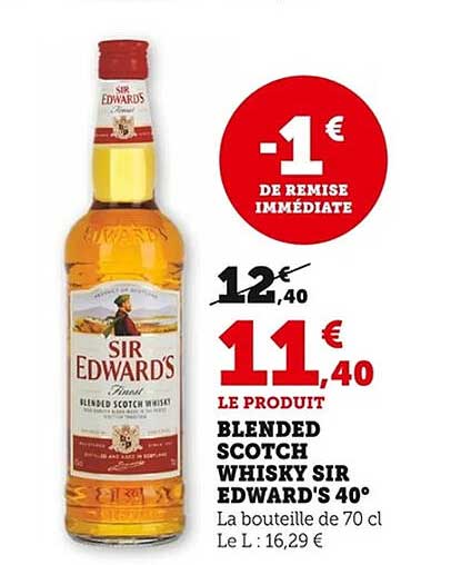 BLENDED SCOTCH WHISKY SIR EDWARD'S 40°