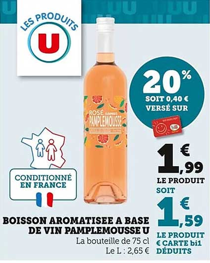 Boisson aromatisée à base de vin pamplemousse U