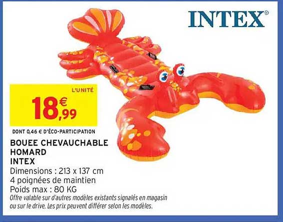 BOUÉE CHEVAUCHABLE HOMARD INTEX